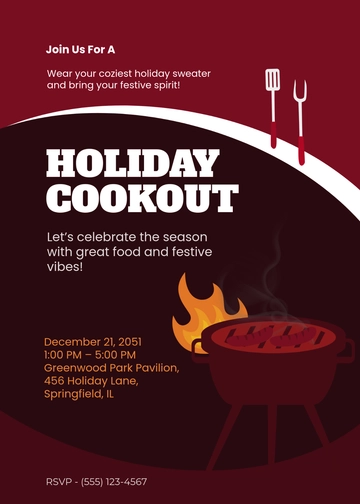 Modern Holiday Cookout Invitation Template - Edit Online & Download