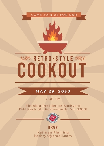 Retro Cookout Invitation Design Template - Edit Online & Download