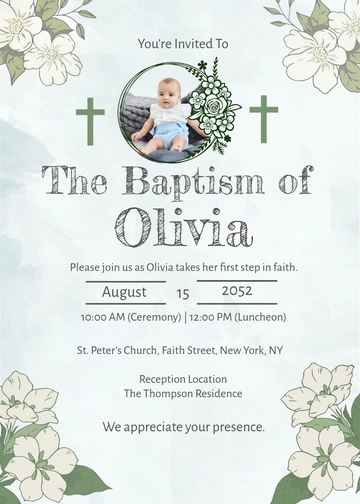 Wildflower Baptism Invitation Template - Edit Online & Download