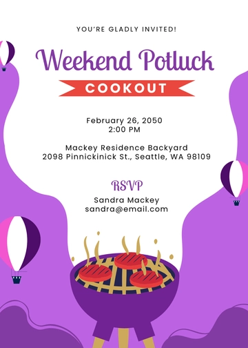 Purple Potluck Cookout Invitation Template - Edit Online & Download