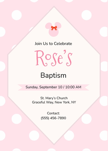 Minnie Mouse Baptism Invitation Template - Edit Online & Download