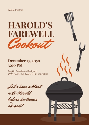 Farewell Cookout Invitation Template - Edit Online & Download