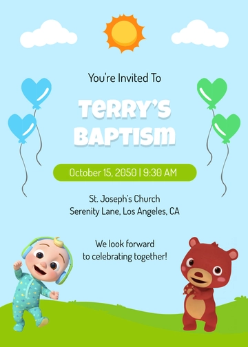 Cocomelon Baptism Invitation Template - Edit Online & Download