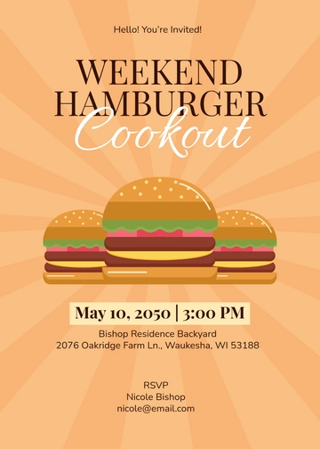 Hamburger Cookout Invitation Template - Edit Online & Download