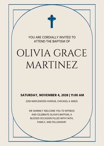 Professional Baptism Invitation Template with RSVP - Edit Online & Download Example