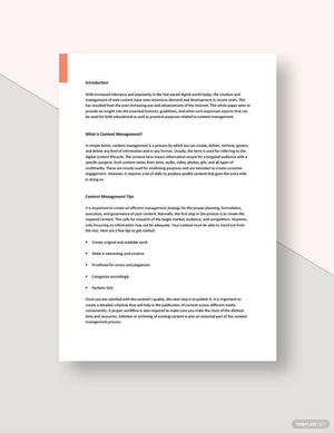 Content Management White Paper Template