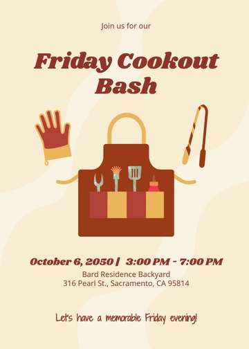 Simple Cookout Bash Invitation Template - Edit Online & Download