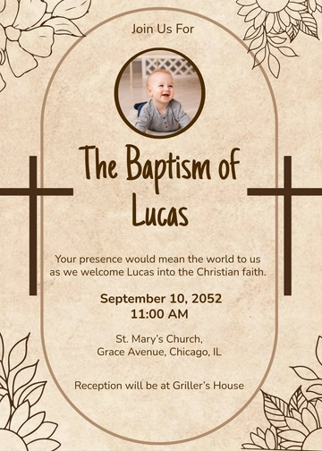 Rustic Sunflower Baptism Invitation Template - Edit Online & Download