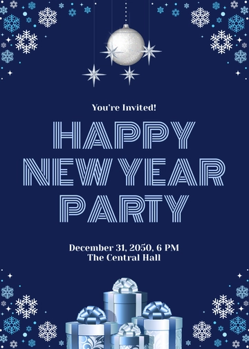 Blue and Silver New Year Invitation Template - Download | Template.net