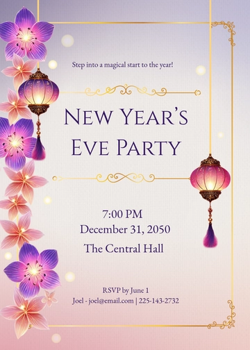 Whimsical New Year Invitation Template - Edit Online & Download