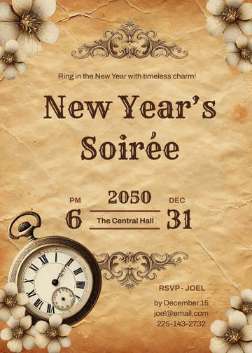 Vintage New Year Invitation Template - Edit Online & Download