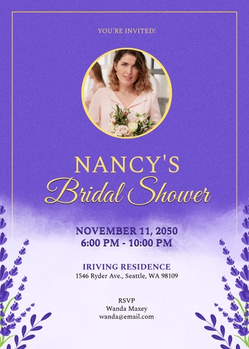 Purple Photo Bridal Shower Invitation Template - Edit Online & Download