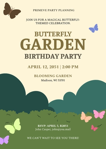 Unique Butterfly Party Invitation Template - Edit Online & Download