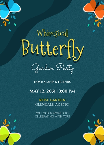 Colorful Whimsical Butterfly Invitation Template - Edit Online & Download