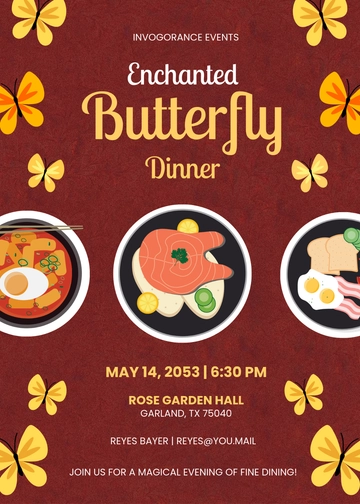 Creative Butterfly Dinner Invitation Template - Edit Online & Download