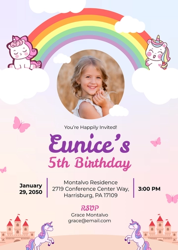 Unicorn Photo Invitation Template - Edit Online & Download