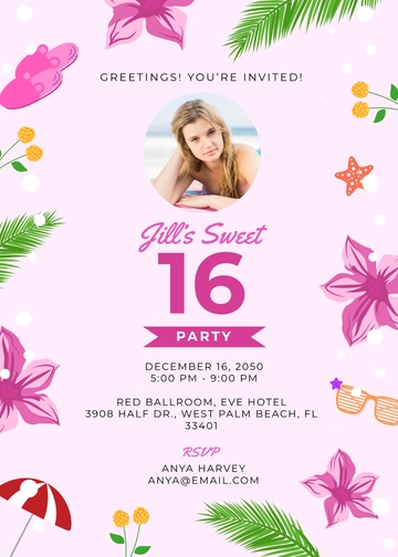 Sweet 16 Photo Invitation Template - Edit Online & Download
