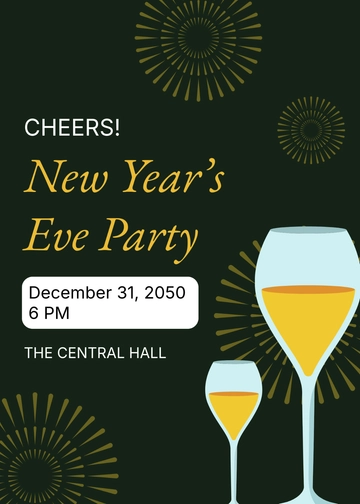 Champagne New Year Invitation Template - Edit Online & Download