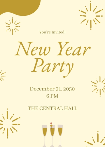 Aesthetic Gold New Year Invitation Template - Edit Online & Download