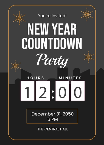 New Year Countdown Invitation Template - Edit Online & Download