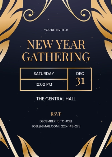 Classy New Year Gathering Invitation Template - Edit Online & Download