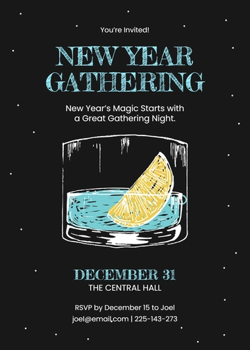 Free Simple Cocktail New Year Invitation Template to Edit Online