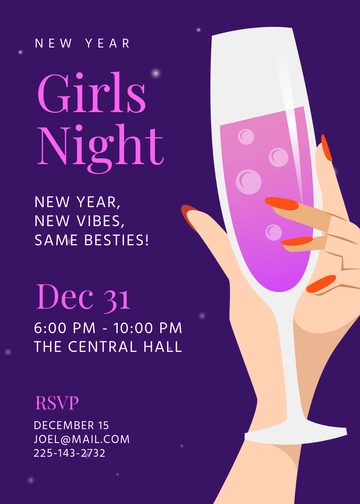 New Year Girls Night Invitation Template - Edit Online & Download