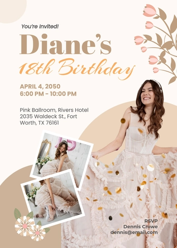 Elegant Debut Photo Invitation Template - Edit Online & Download