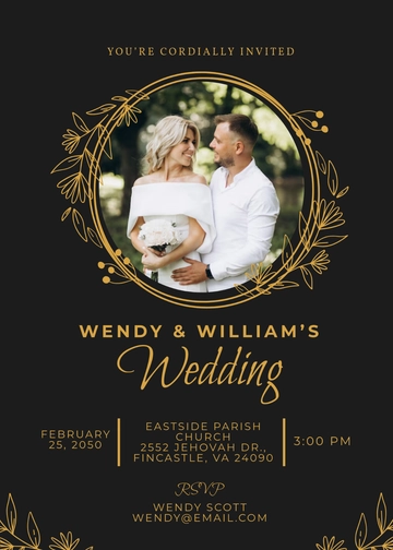 Black & Gold Marriage Photo Invitation Template - Edit Online & Download