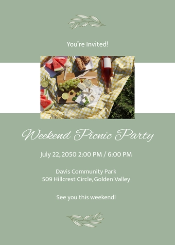 Sage Green Minimalist Photo Invitation Template - Edit Online & Download