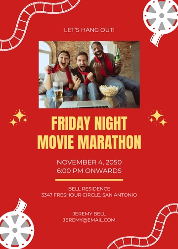 Aesthetic Photo Movie Night Invitation Template | Template.net