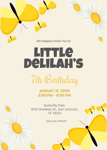 Cute Little Butterfly Invitation Template - Edit Online & Download