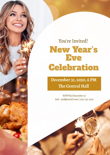 New Year Invitation Template with Photo - Edit Online & Download