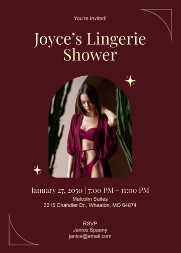 Burgundy Lingerie Photo Invitation Template - Edit Online & Download