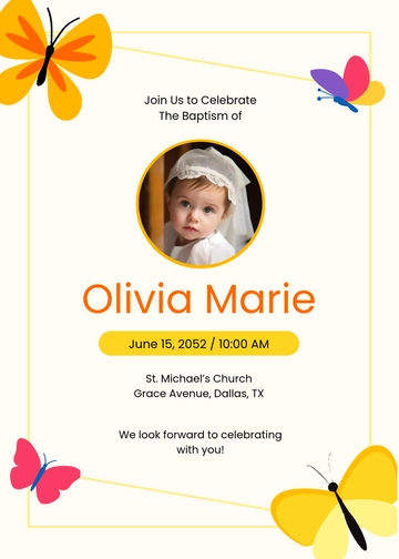Colorful Photo Baptism Invitation Template - Edit Online & Download