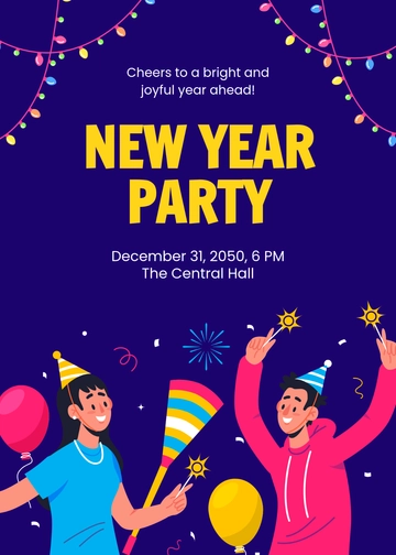 Festive New Year Celebration Invitation Template - Edit Online & Download