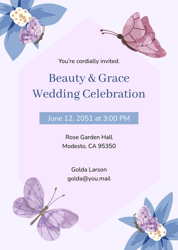 Simple Watercolor Butterfly Invitation Template - Edit Online & Download