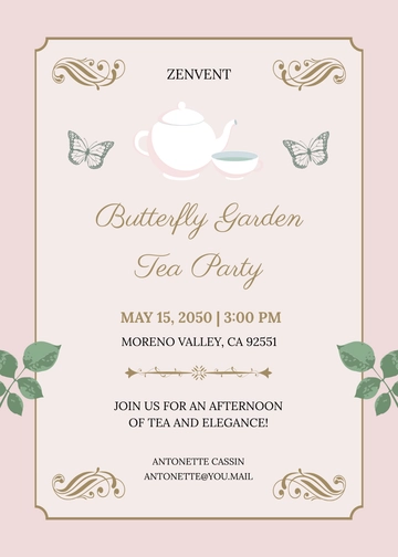 Vintage Style Butterfly Invitation Template - Edit Online & Download
