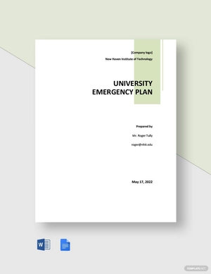 University Emergency Plan Template