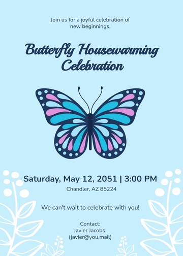 Butterfly-Themed Housewarming Invitation Template - Edit Online & Download
