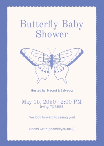 Butterfly Invitation Template with Blue Border - Edit Online & Download