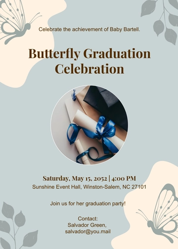 Butterfly Invitation Template for Graduation - Edit Online & Download