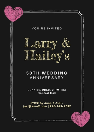 Chalkboard 50th Anniversary Invitation Template - Download | Template.net