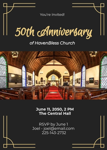 Simple 50th Church Anniversary Invitation Template - Download | Template.net