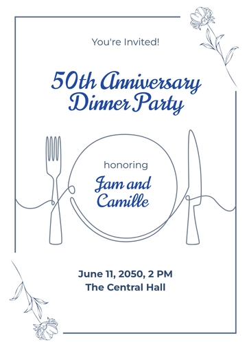 Aesthetic 50th Anniversary Dinner Invitation Template - Download | Template.net