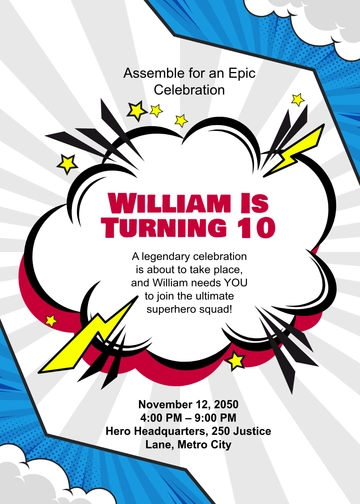 Professional Superhero Invitation for Boys Template - Download | Template.net