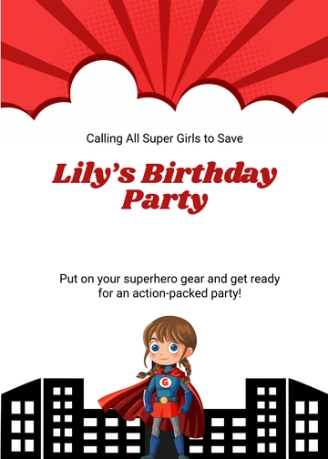 Blank Superhero Invitation for Girls Template - Download | Template.net