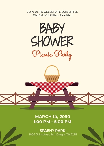 Simple Baby Shower Picnic Invitation Template - Edit Online & Download