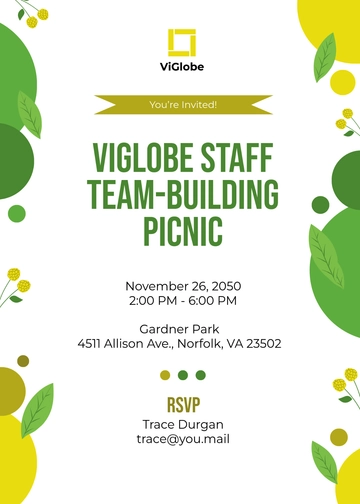 Green and Yellow Staff Picnic Invitation Template - Edit Online & Download