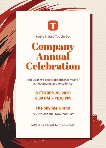 Brushstroke Background Company Event Invitation Template - Edit Online & Download